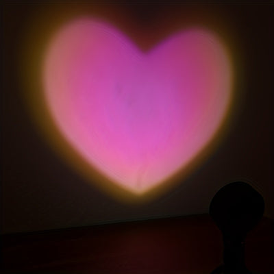 1pc Heart-Shaped Sunset Table Lamp Projector - Ambient Night Light, Photography Prop, Bedroom, Xmas Room Decor - Multi-Functional, Energy-Efficient, Adjustable Brightness, Romantic Mood Lighting