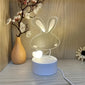1pc Rabbit 3D Night Light, Love Rabbit Bedside Lamp, Acrylic LED Warm White Mini Table Lamp, Cartoon Night Light