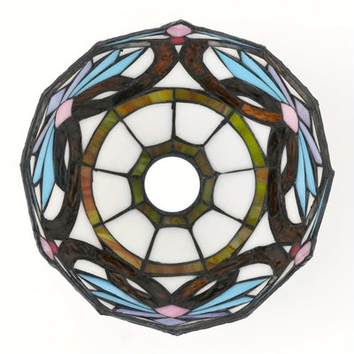 Vintage Stained Glass Lamp Shade, Church Window Colorful Light, Antique Painted Glass Shade, Victorian Bedside Table Lamp pendant lamp wall lamp repalcement lampsahde