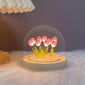 1pc Handcrafted Tulip Night Lamp - Glass Dome, Cute, Soft Glow, Bedroom Table Lamp, Home Room Decor, Coffee Table Accent, Courtyard Garden Lighting, Unique Gift Idea