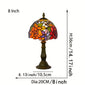 1pc Art Deco 8-Inch 7.87inch Metal Table Lamp, Antique Brushed Finish, Energy-Efficient Uplight with Switch Control, 110-130V US Plug, Decorative Glass Rose Flower Shade for Bedroom Reading, No Light Source Included