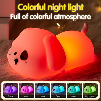 Cute Puppy Night Light, Silicone Soft Touch, Light Up When Tapped, 1200mAh Battery, For Home, Living Room Decoration, Desk Lighting Table Lamp, Gift For Halloween, Christmas, Birthday, For Camping, Party Light