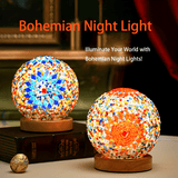 [Bohemian Chic Glass Lamp] USB-Powered Glass Table Lamp - Enchanting Bohemian Chic Decorative Night Light with Switch for Bedroom