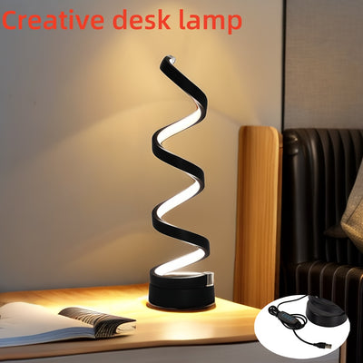 1pc Unique Spiral Design Table Lamp - Soft Night Light, Original Art Piece, Perfect Christmas Gift, Surprise Yourself with Its Modern Style and Ambiance