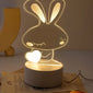 1pc Rabbit 3D Night Light, Love Rabbit Bedside Lamp, Acrylic LED Warm White Mini Table Lamp, Cartoon Night Light
