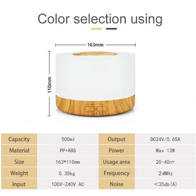 500ml Ultrasonic Aromatherapy Diffuser with Remote Control 7 colors LED night Lights humidifier for Home Office Yoga Meditation