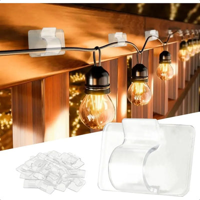 Hooks for Outdoor String Lights Clips 15Pcs Heavy Duty Cable Clips Waterproof Adhesive Strips for Hanging Christmas Light Outsi