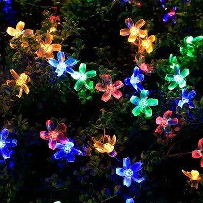 Outdoor Solar Lamp LED Fairy Cherry Blossom Light String Garden Summer Holiday Decor Solar Garland Wedding Party Decoration