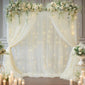 20ftx10ft Ivory Tulle Backdrop Curtain with Lights, 4 Panels 5x10ft Sheer Wrinkle Free Backdrop Drapes for Baby Shower Birthday