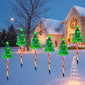 6 Pack LED Solar Powered String Lights USB Rechargeable Xmas Tree Candy Cane Light Decorative Pathway Light for Yard Patio Porch