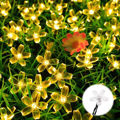 Outdoor Solar Lamp LED Fairy Cherry Blossom Light String Garden Summer Holiday Decor Solar Garland Wedding Party Decoration