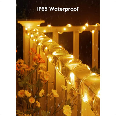 Solar Rope Lights 39FT 100LED Outdoor Solar String Lights IP65 Waterproof Solar Powered Fairy Lights with 8 Lighting Modes for