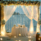 20ftx10ft Ivory Tulle Backdrop Curtain with Lights, 4 Panels 5x10ft Sheer Wrinkle Free Backdrop Drapes for Baby Shower Birthday