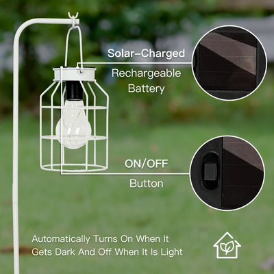 Putuo Decor Solar Lights Lantern Lamp with Ground Stake, Solar Powered Tabletop Lantems with Handle,Outdoor Lights for Lawn