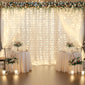 20ftx10ft Ivory Tulle Backdrop Curtain with Lights, 4 Panels 5x10ft Sheer Wrinkle Free Backdrop Drapes for Baby Shower Birthday