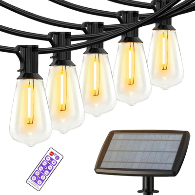 60/100FT Solar String Lights IP44 Waterproof, 15+1/30+2 LED Shatterproof Bulbs 4 Light Modes, Camping Backyard Garden Holiday
