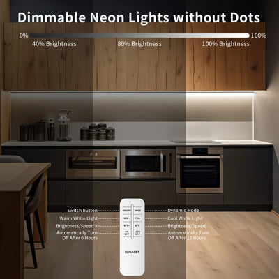 Neon LED Strip 8m 16m DC 24V 120leds/m Dimmable 3000K 6500K LED Strip Waterproof Flexible Silicone LED Strip For Outdoor Lights