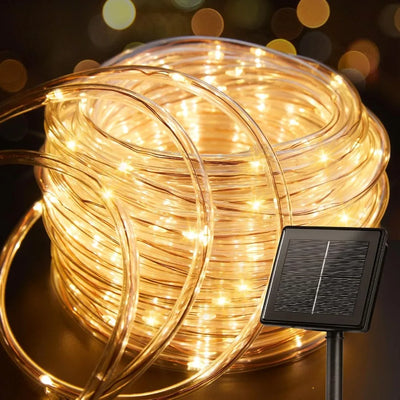 Solar Rope Lights 39FT 100LED Outdoor Solar String Lights IP65 Waterproof Solar Powered Fairy Lights with 8 Lighting Modes for