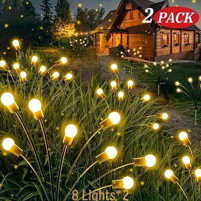 (2pcs)Solar Garden Lights, New Upgraded Solar Swaying Light, Solar Outdoor Lights, High Flexibility Iron Wire, Warm White