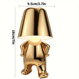 1pc Golden Thinker Statue LED Table Lamp With USB Port, Bedside Touch Control Table Lamp, 3 Way Dimmable Night Light, Bedside Table Lamp, Nightstand Table Lamp