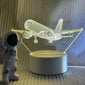Aircraft night light 3D illusion light, soft warm color table lamp gift with USB power supply