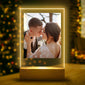 [Customised] 1pc Personalized Custom Photo LED Light Light Up Sign Acrylic Plaque Wooden Stand Night Light Table Lamp For Parents Boys Girls Birthday Anniversary Wedding Gift Customized Birthday Gift