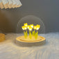 1pc Handcrafted Tulip Night Lamp - Glass Dome, Cute, Soft Glow, Bedroom Table Lamp, Home Room Decor, Coffee Table Accent, Courtyard Garden Lighting, Unique Gift Idea