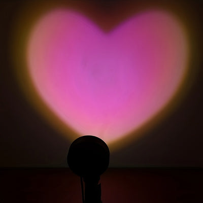 1pc Heart-Shaped Sunset Table Lamp Projector - Ambient Night Light, Photography Prop, Bedroom, Xmas Room Decor - Multi-Functional, Energy-Efficient, Adjustable Brightness, Romantic Mood Lighting