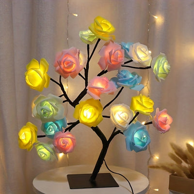 1pc LED Rose Flower Table Lamp - Romantic Fairy Lights with 24 LEDs, USB Powered, Valentine's Day, Christmas, Wedding, Bedroom Decoration, Night Light, Gift Idea for Her, Home Party Ambiance