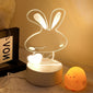1pc Rabbit 3D Night Light, Love Rabbit Bedside Lamp, Acrylic LED Warm White Mini Table Lamp, Cartoon Night Light