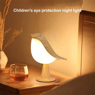 1pc Cute Bird LED Desk Lamp, Three-level Adjustable Bedside Lamp, Aromatherapy Lamp, Rechargeable Touch Control Table Lamp, Magpie Bird Night Light (maple Color)